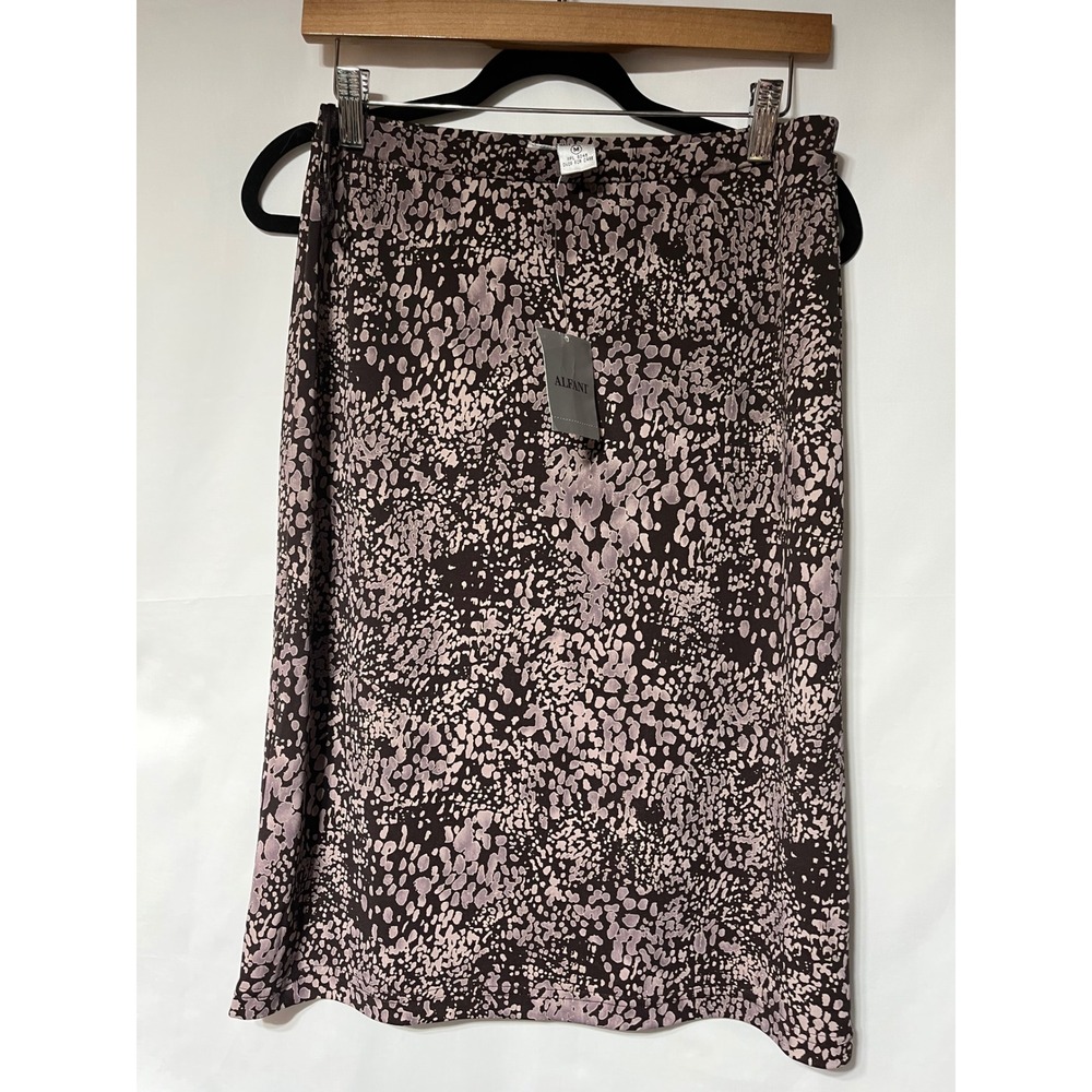 Alfani Womens Skirt Brown Pink Abstract‎ Print Knee Length Career Casual Medium